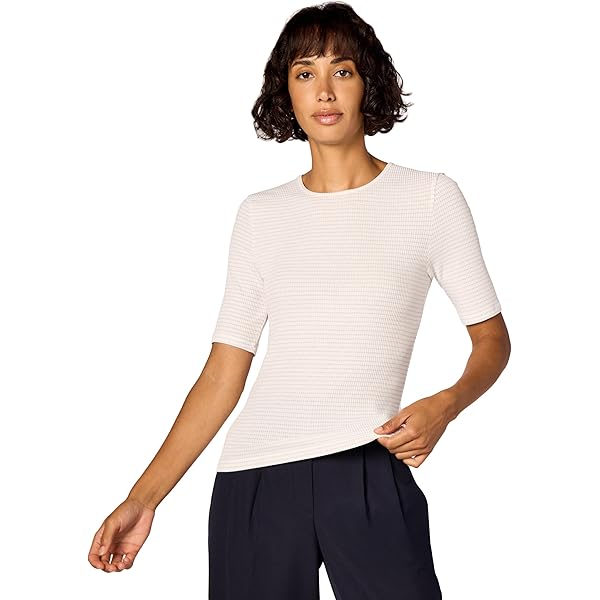 Vince Women's Macrame Stripe Henley Tee, Off White Combo, XXS at